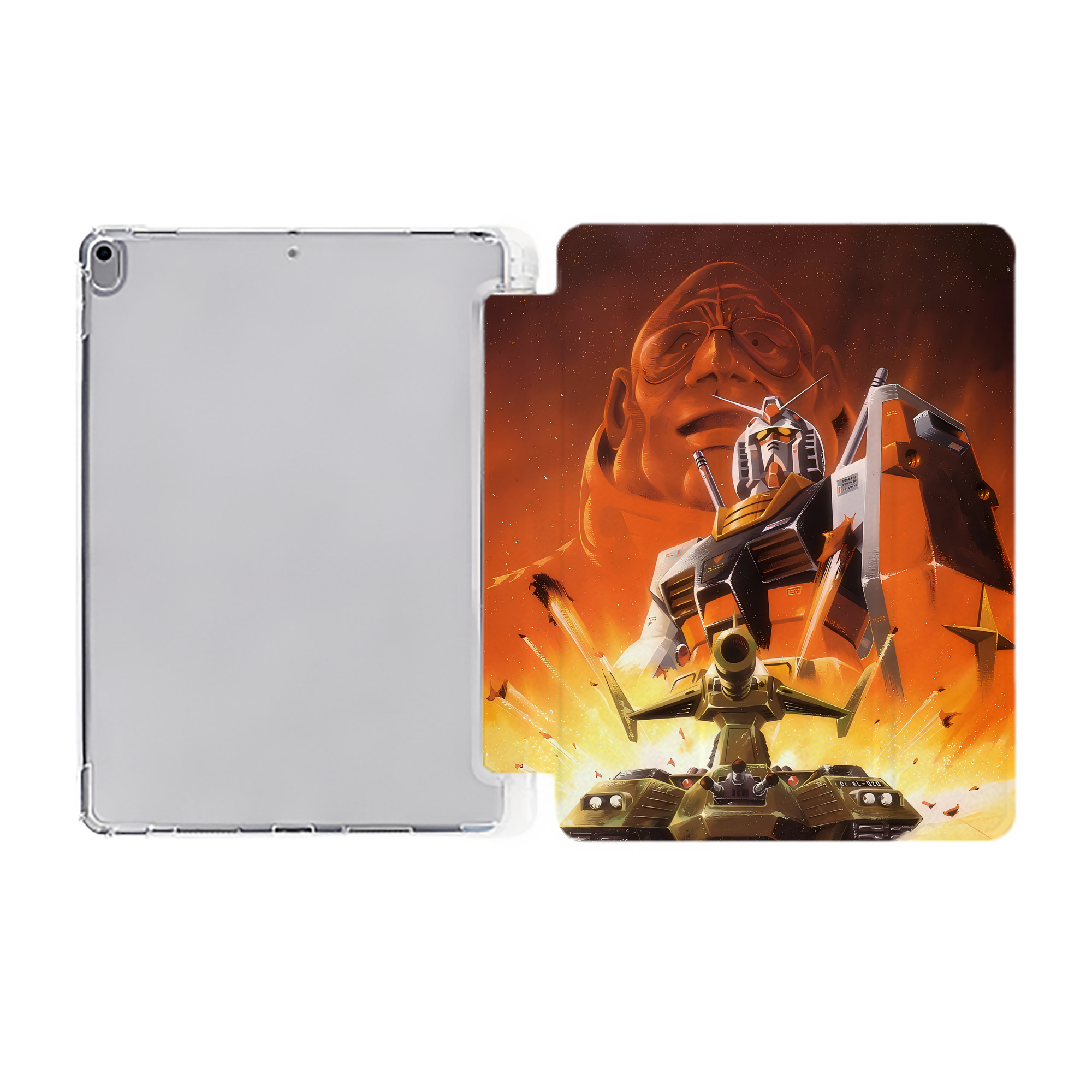 （画像用） 機動戦士ガンダム Mobile Suit Gundam IPad ケース ペン収納付き 三つ折りスタンド PUレザー×シリコン 対応機種9.5/10.5/10.9インチ